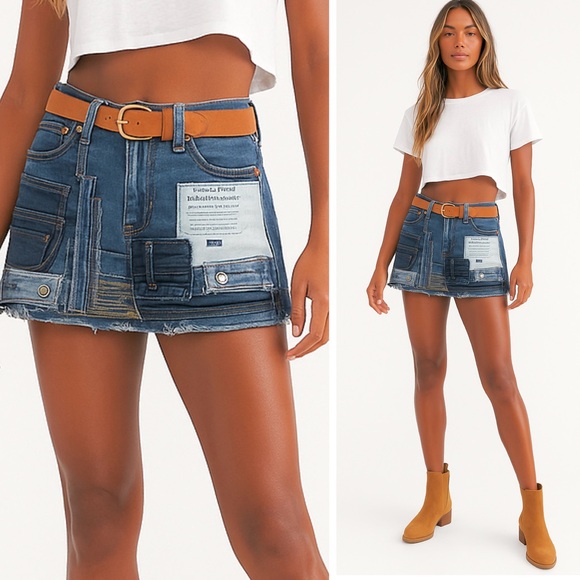 Levi's Dresses & Skirts - Levi's Reworked 511 Artistic Patchwork Mini Handmade One of a Kind Cotton Skirt